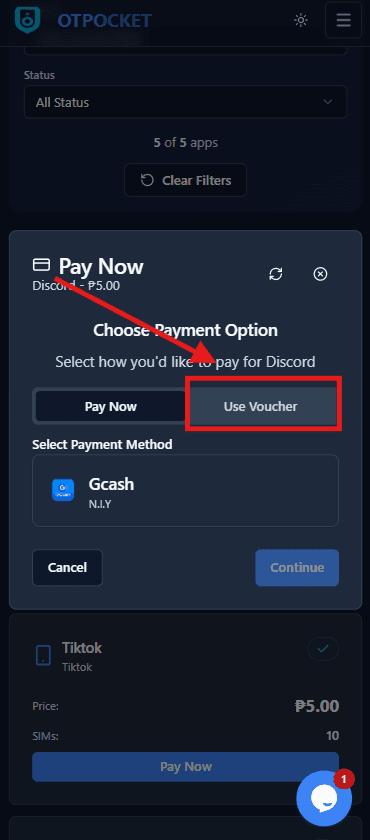 Select Voucher payment option